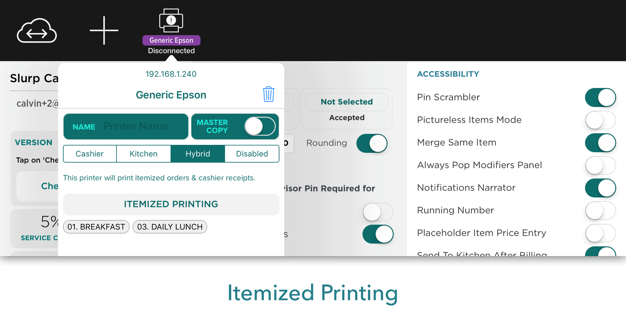 Itemized Printing in Slurp! Central