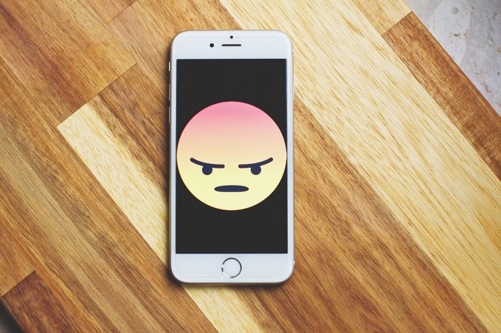 Angry emoji in a phone